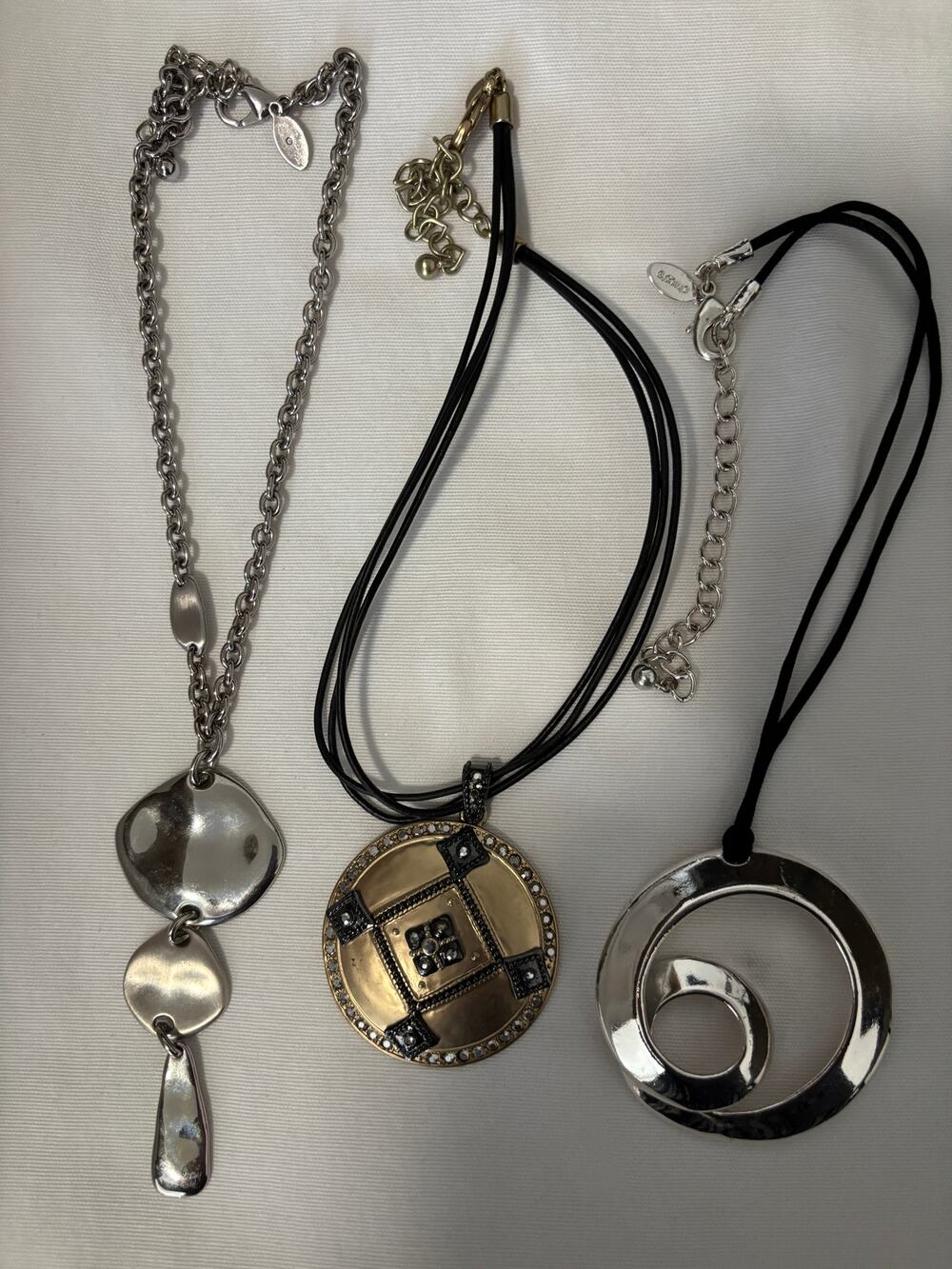 Chico's Statement Necklaces Lot of 3 Gold Tone Silver Tone Chunky Statement - Picture 1 of 4
